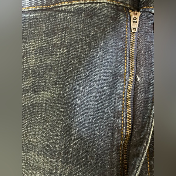 Denim Gold Mens Jeans Straight Leg Denim Blue Dark Wash Ripped Regular Fit 44x30 - Picture 7 of 14